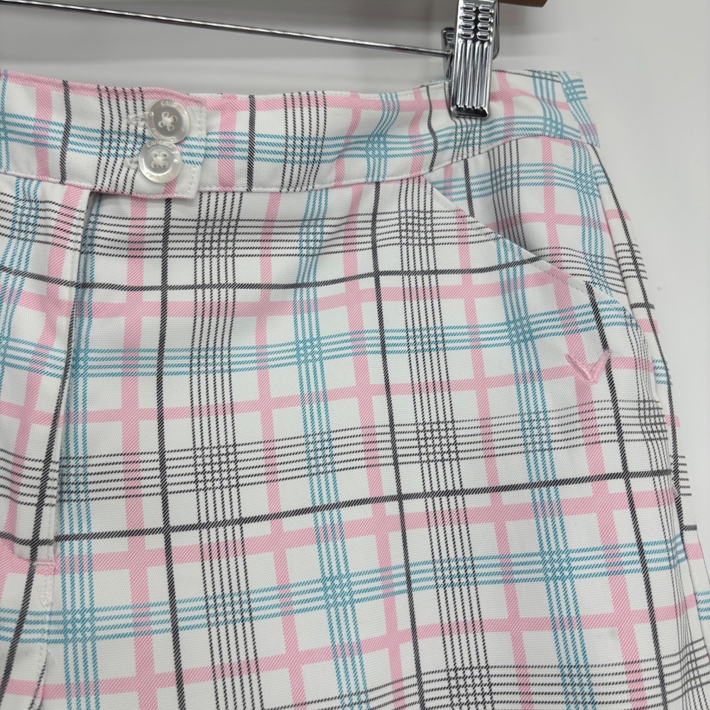 Callaway Opti-Dri White Hawaiian Women Plaid Golf Shorts Size 8 Moisture Wicking - Picture 4 of 8